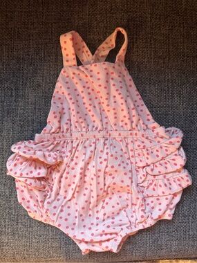 Alice + Ames • Pink Polka Dot Ruffle Toddler One-Piece Romper